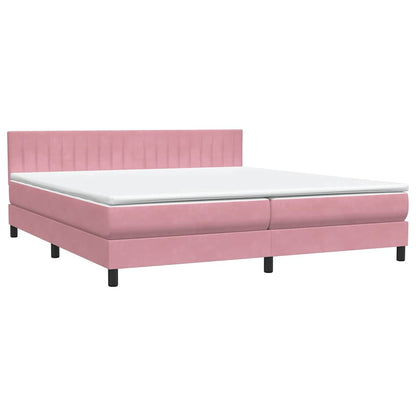 Letto a Molle con Materasso e LED Rosa 200x220 cm in Velluto