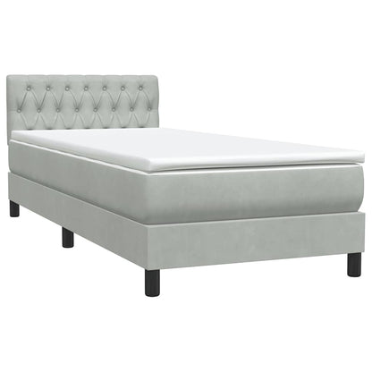 Letto a Molle con Materasso e LED Grigio Chiaro 80x210 cm Velluto