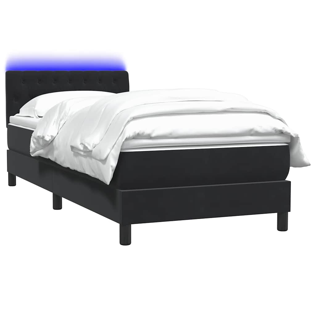 Letto a Molle con Materasso e LED Nero 80x210 cm Velluto