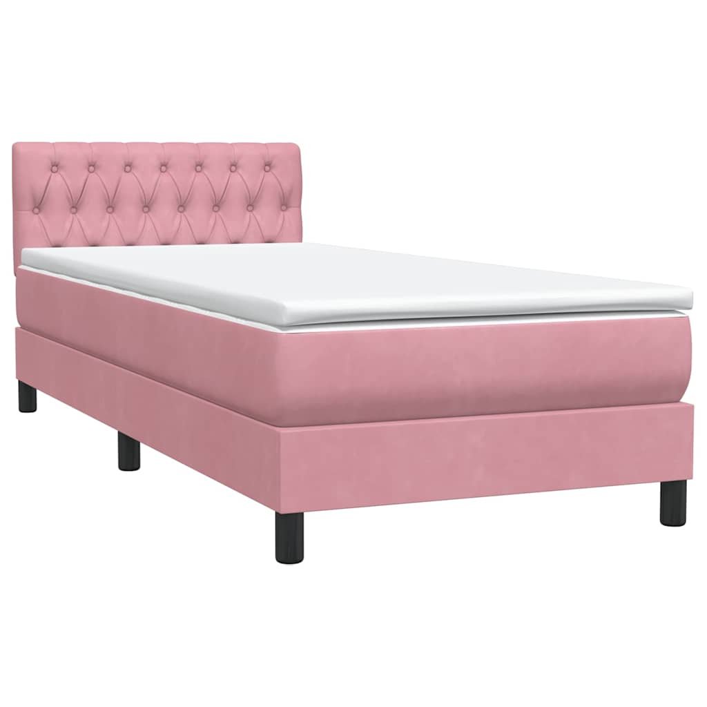 Letto a Molle con Materasso e LED Rosa 80x210 cm Velluto