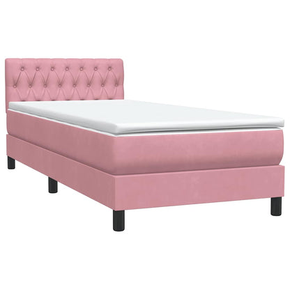 Letto a Molle con Materasso e LED Rosa 100x210 cm in Velluto