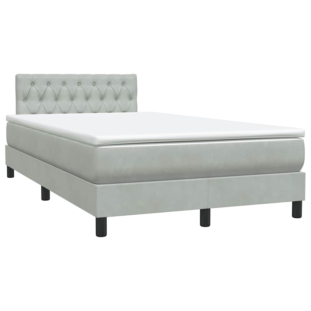 Letto a Molle con Materasso e LED Grigio Chiaro 120x210cm Velluto