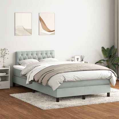 Letto a Molle con Materasso e LED Grigio Chiaro 120x210cm Velluto