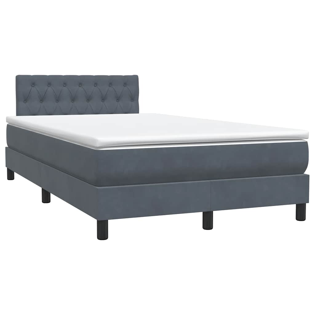 Letto a Molle con Materasso e LED Grigio Scuro 120x210 cm Velluto