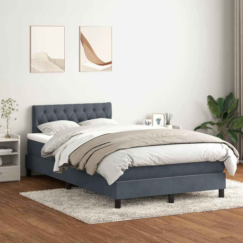 Letto a Molle con Materasso e LED Grigio Scuro 120x210 cm Velluto