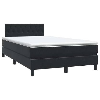 Letto a Molle con Materasso e LED Nero 120x210 cm in Velluto