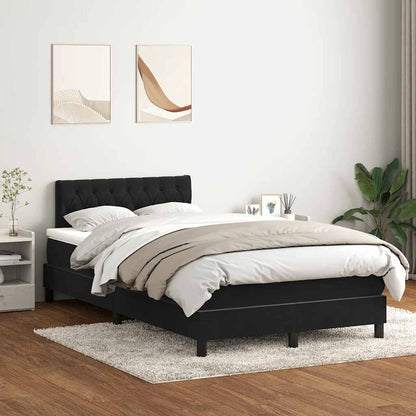 Letto a Molle con Materasso e LED Nero 120x210 cm in Velluto