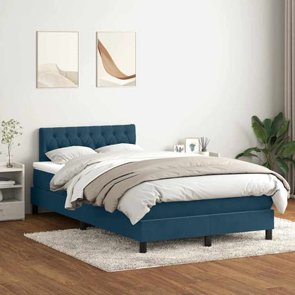 Letto a Molle con Materasso e LED Blu Scuro 120x210 cm in Velluto