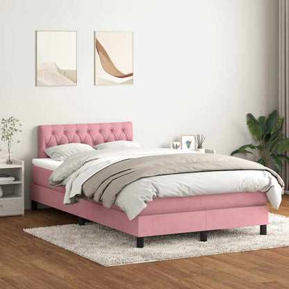 Letto a Molle con Materasso e LED Rosa 120x210 cm in Velluto