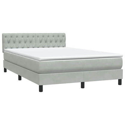 Letto a Molle con Materasso e LED Grigio Chiaro 140x210cm Velluto