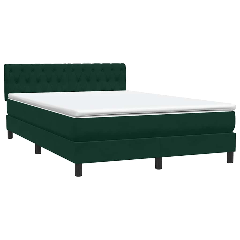 Letto a Molle con Materasso e LED Verde Scuro 140x210 cm Velluto