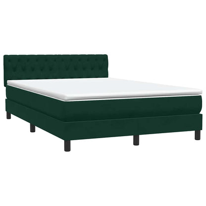 Letto a Molle con Materasso e LED Verde Scuro 140x210 cm Velluto