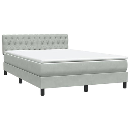 Letto a Molle con Materasso e LED Grigio Chiaro 160x210cm Velluto