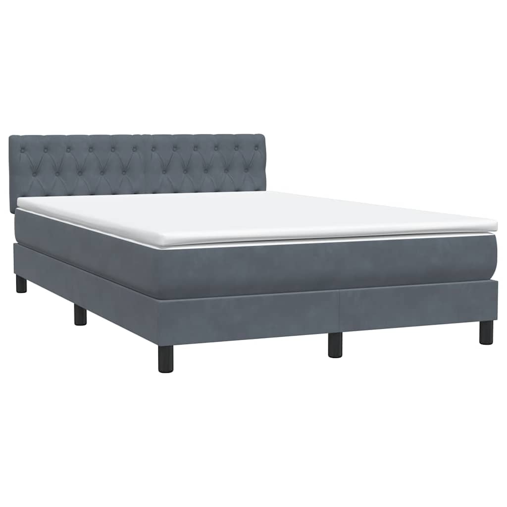 Letto a Molle con Materasso e LED Grigio Scuro 160x210 cm Velluto