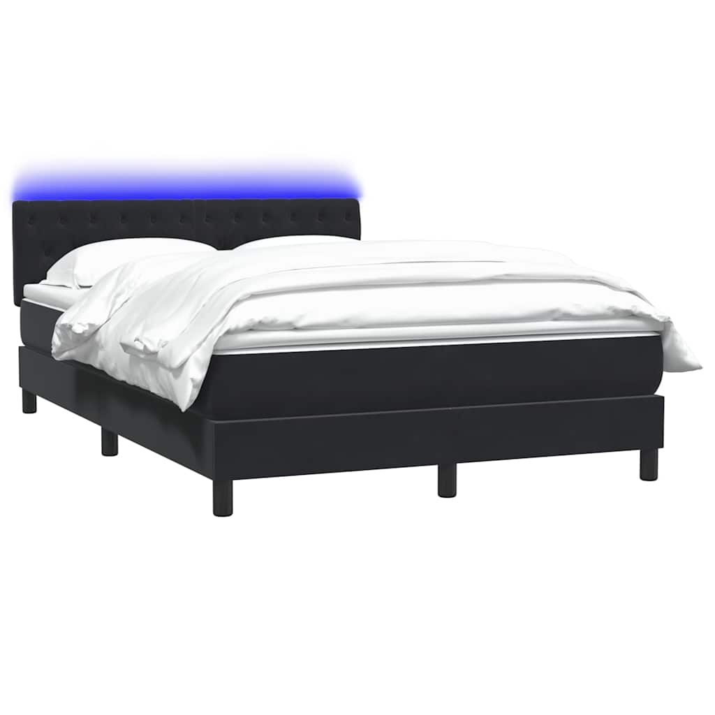 Letto a Molle con Materasso e LED Nero 160x210 cm in Velluto
