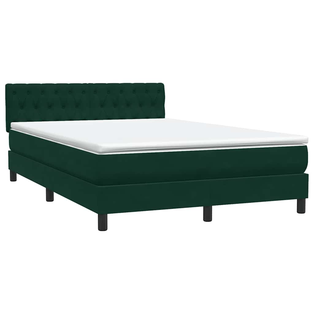 Letto a Molle con Materasso e LED Verde Scuro 160x210 cm Velluto