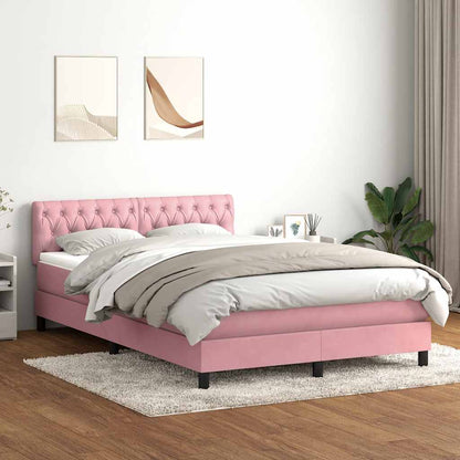 Letto a Molle con Materasso e LED Rosa 160x210 cm in Velluto
