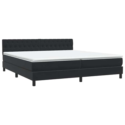 Letto a Molle con Materasso e LED Nero 180x210 cm in Velluto