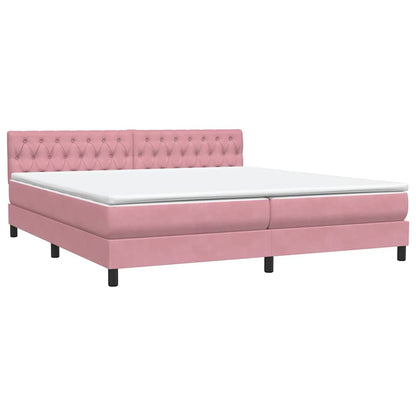 Letto a Molle con Materasso e LED Rosa 180x210 cm in Velluto