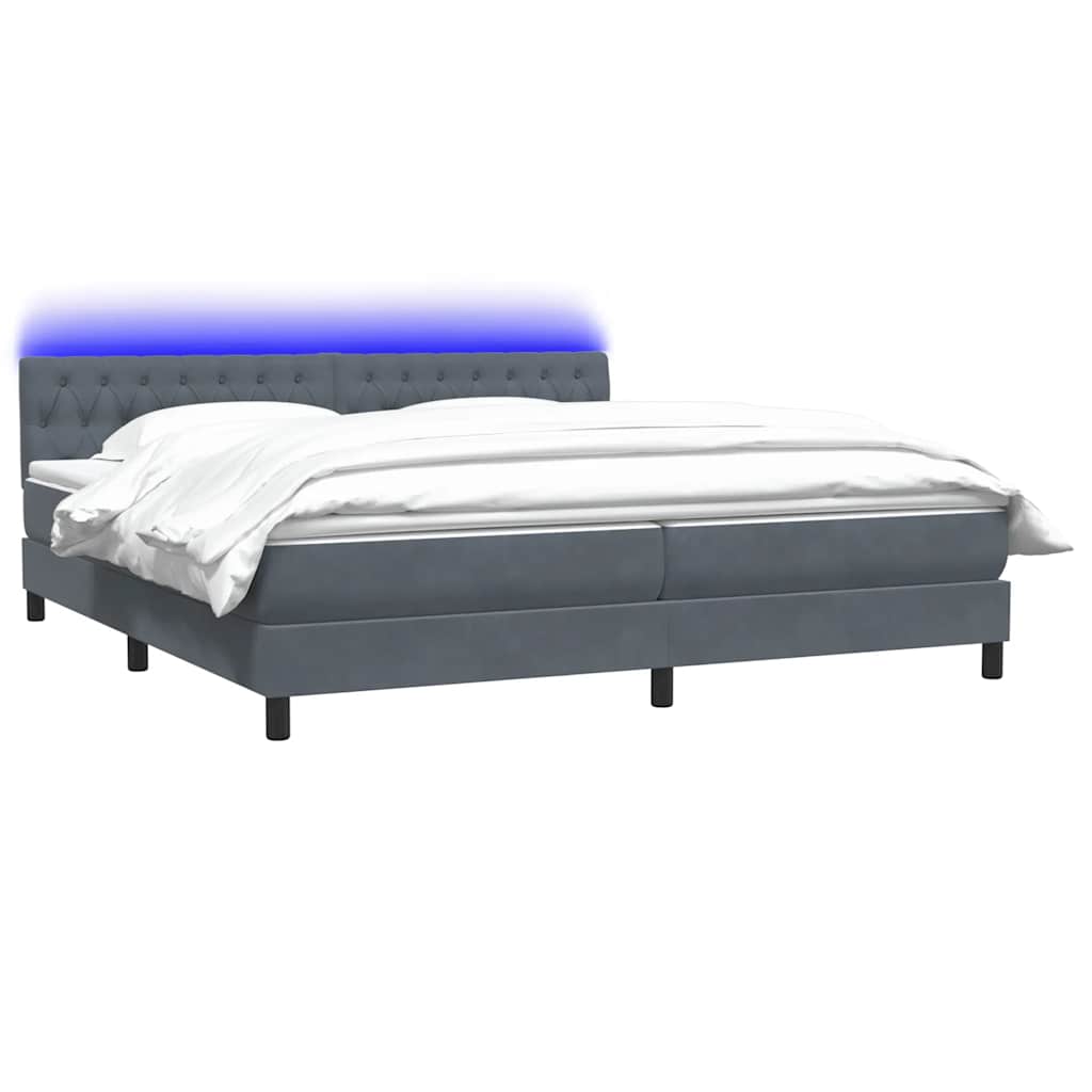 Letto a Molle con Materasso e LED Grigio Scuro 200x210 cm Velluto