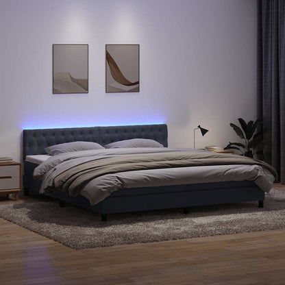 Letto a Molle con Materasso e LED Grigio Scuro 200x210 cm Velluto