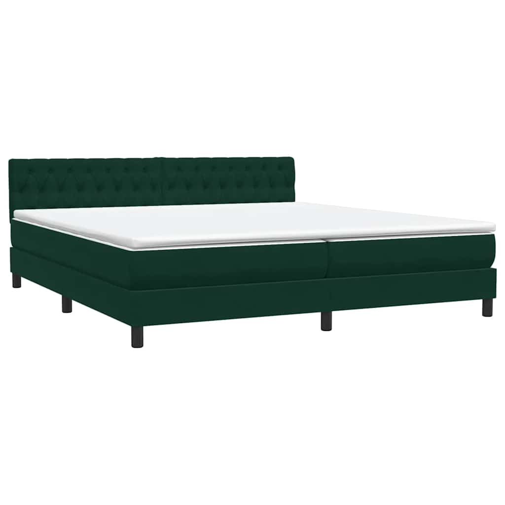 Letto a Molle con Materasso e LED Verde Scuro 200x210 cm Velluto