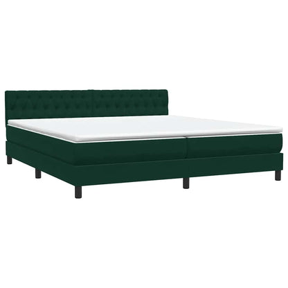 Letto a Molle con Materasso e LED Verde Scuro 200x210 cm Velluto