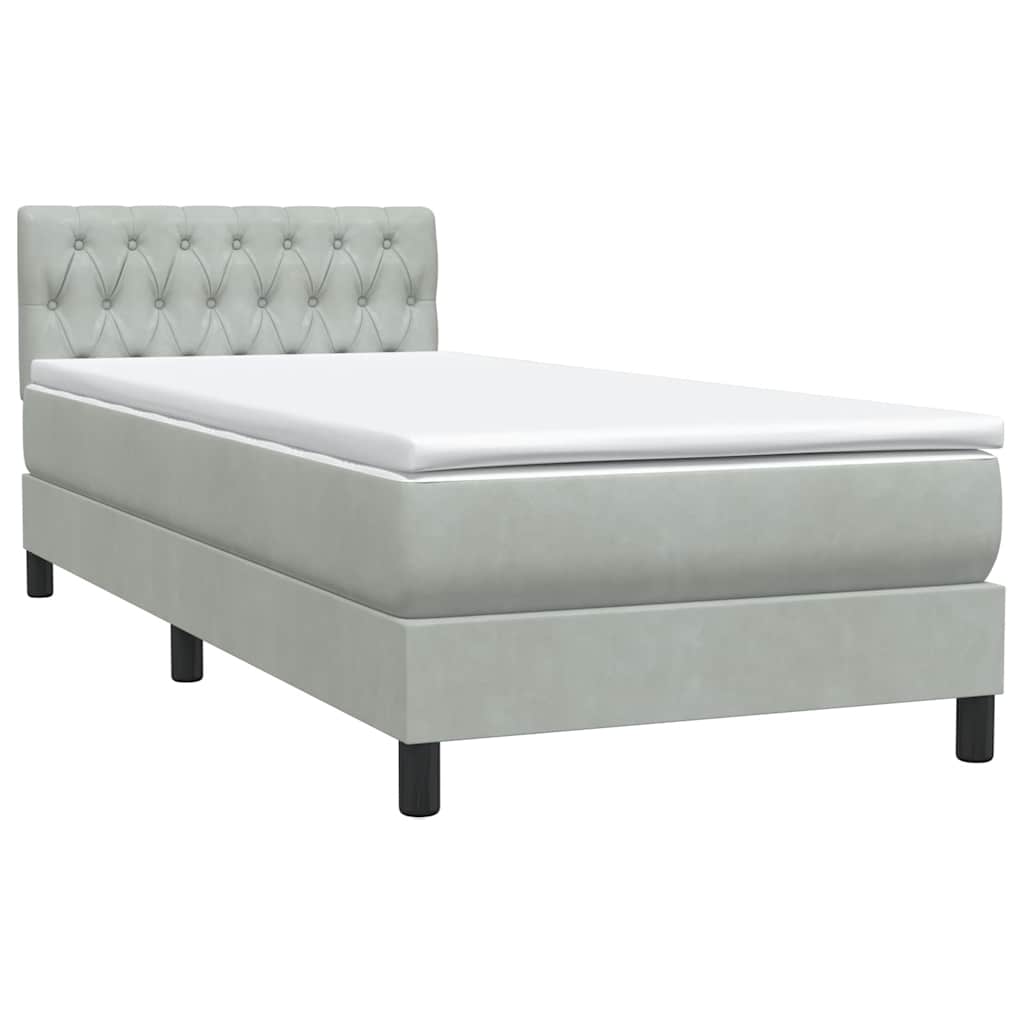 Letto a Molle con Materasso e LED Grigio Chiaro 80x220 cm Velluto