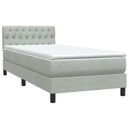 Letto a Molle con Materasso e LED Grigio Chiaro 80x220 cm Velluto