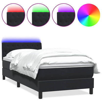 Letto a Molle con Materasso e LED Nero 80x220 cm Velluto