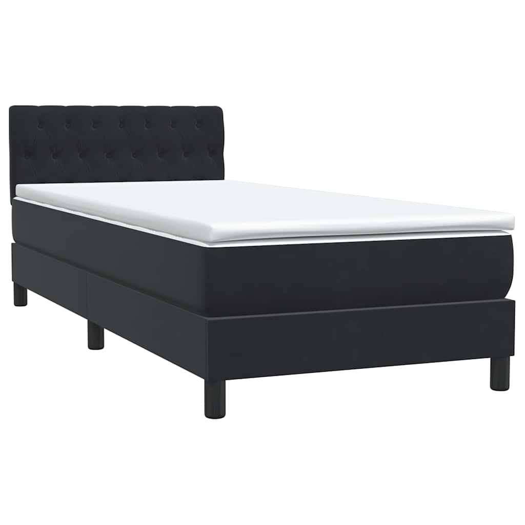 Letto a Molle con Materasso e LED Nero 80x220 cm Velluto