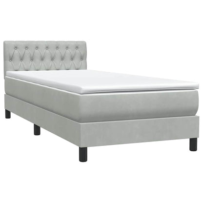 Letto a Molle con Materasso e LED Grigio Chiaro 90x220 cm Velluto