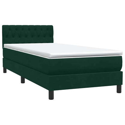 Letto a Molle con Materasso e LED Verde Scuro 90x220 cm Velluto