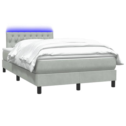 Letto a Molle con Materasso e LED Grigio Chiaro 120x220cm Velluto