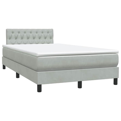 Letto a Molle con Materasso e LED Grigio Chiaro 120x220cm Velluto