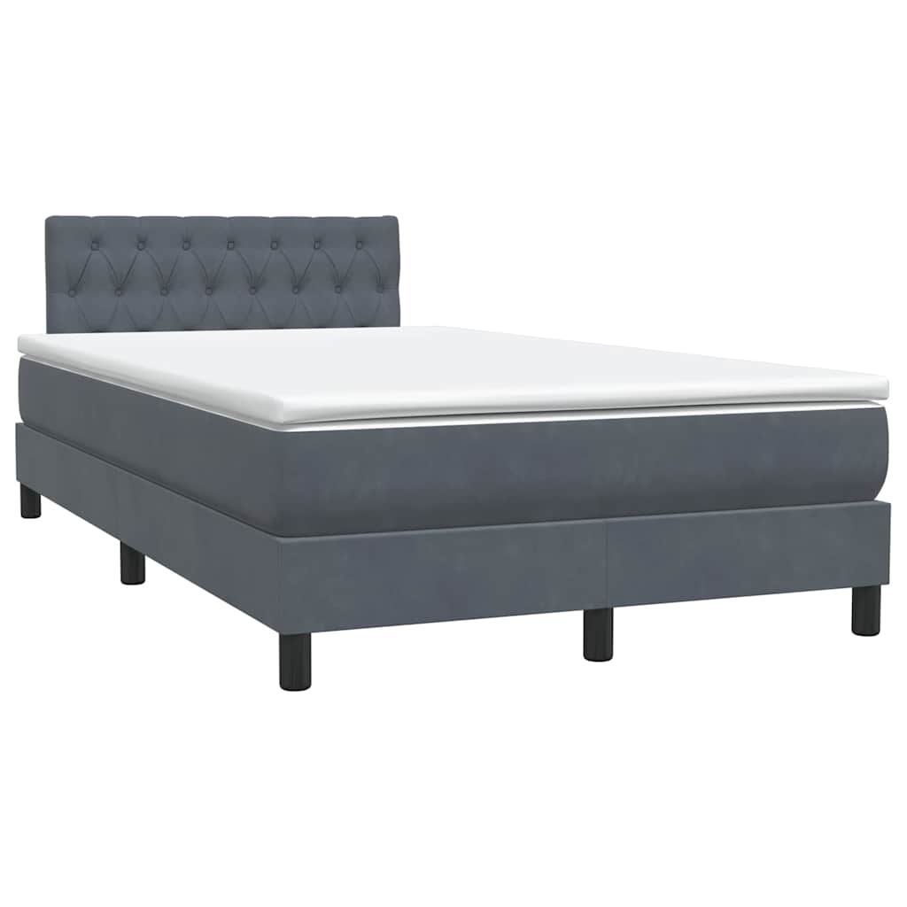 Letto a Molle con Materasso e LED Grigio Scuro 120x220 cm Velluto