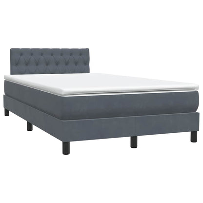 Letto a Molle con Materasso e LED Grigio Scuro 120x220 cm Velluto