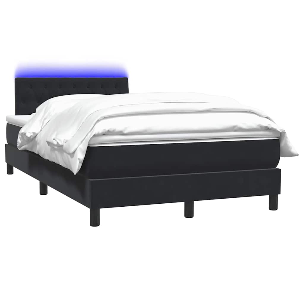 Letto a Molle con Materasso e LED Nero 120x220 cm in Velluto
