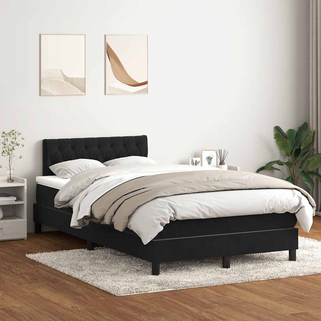 Letto a Molle con Materasso e LED Nero 120x220 cm in Velluto