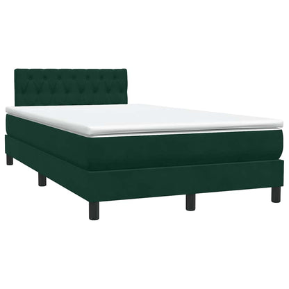 Letto a Molle con Materasso e LED Verde Scuro 120x220 cm Velluto