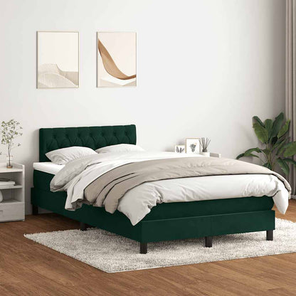 Letto a Molle con Materasso e LED Verde Scuro 120x220 cm Velluto
