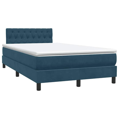 Letto a Molle con Materasso e LED Blu Scuro 120x220 cm in Velluto