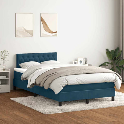Letto a Molle con Materasso e LED Blu Scuro 120x220 cm in Velluto