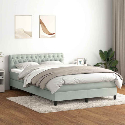 Letto a Molle con Materasso e LED Grigio Chiaro 140x220cm Velluto
