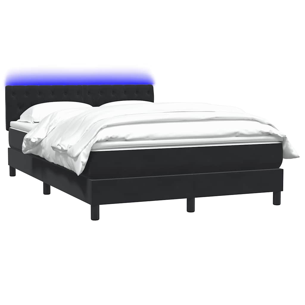 Letto a Molle con Materasso e LED Nero 140x220 cm in Velluto