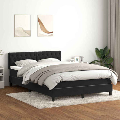 Letto a Molle con Materasso e LED Nero 140x220 cm in Velluto