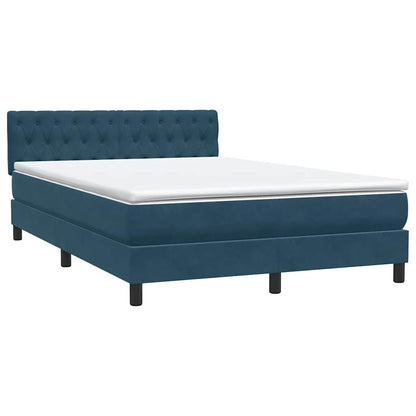Letto a Molle con Materasso e LED Blu Scuro 140x220 cm Velluto