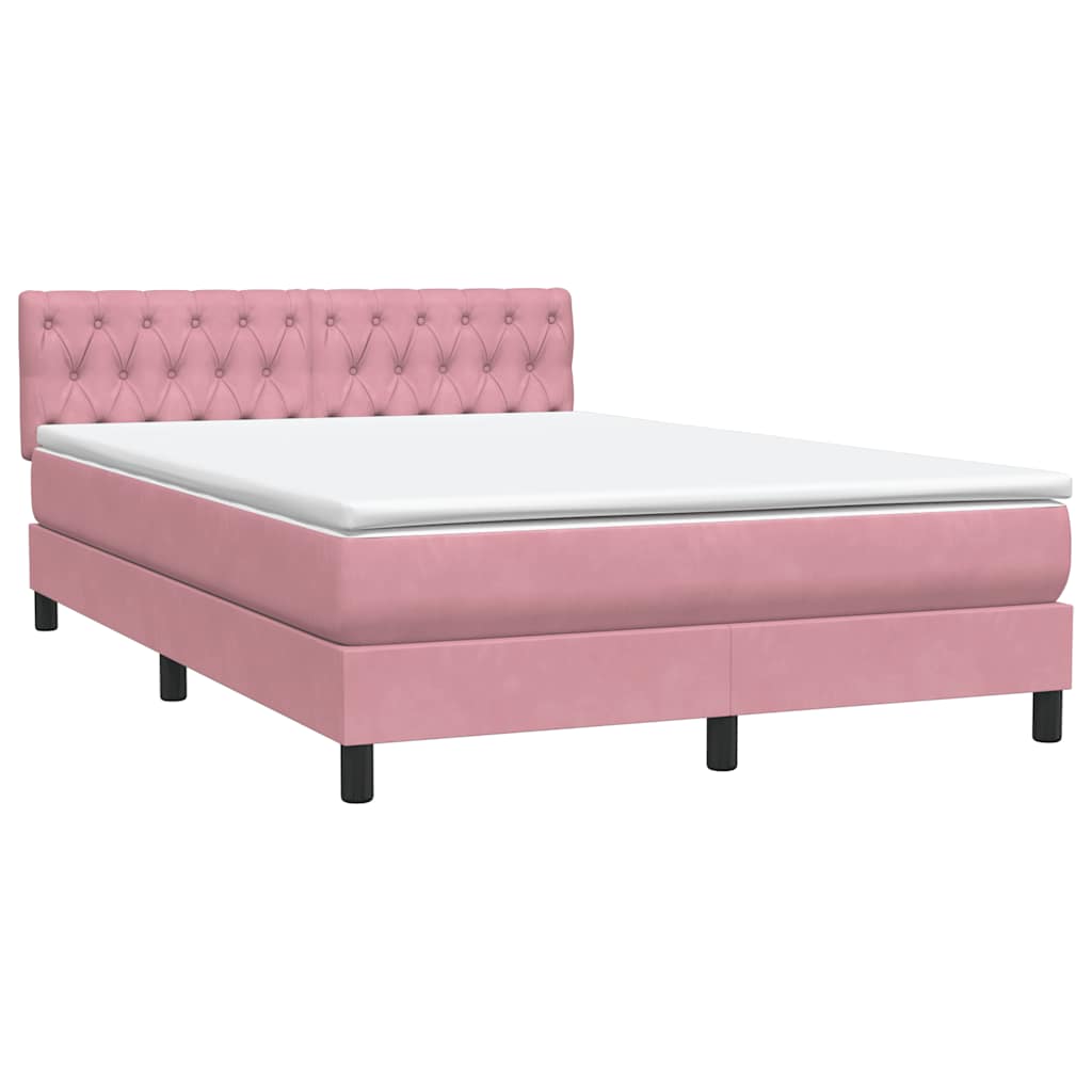 Letto a Molle con Materasso e LED Rosa 140x220 cm in Velluto