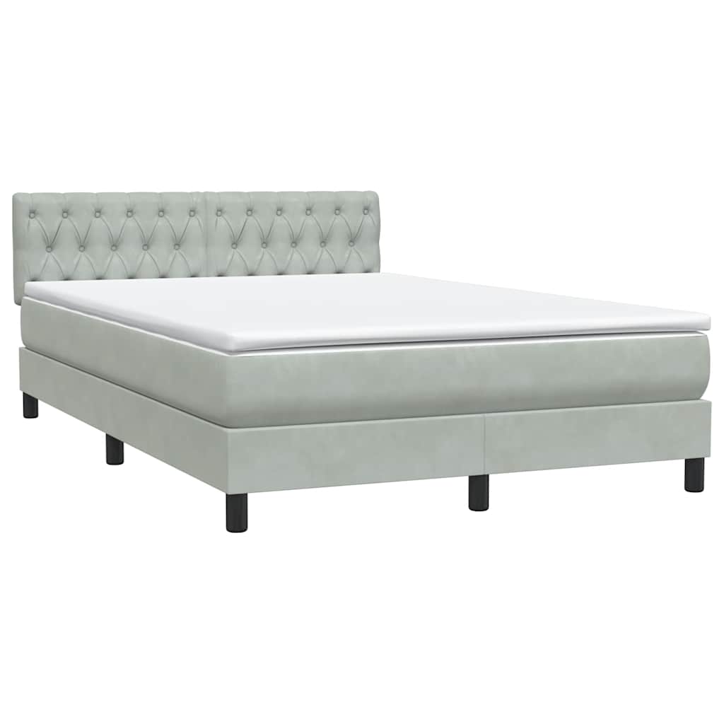Letto a Molle con Materasso e LED Grigio Chiaro 160x220cm Velluto