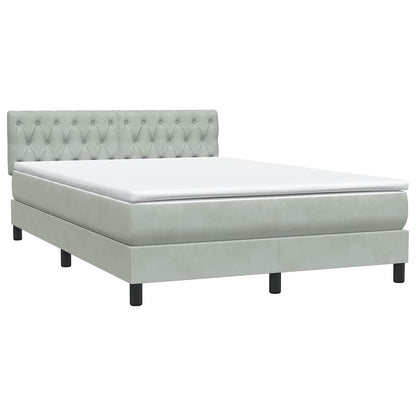 Letto a Molle con Materasso e LED Grigio Chiaro 160x220cm Velluto